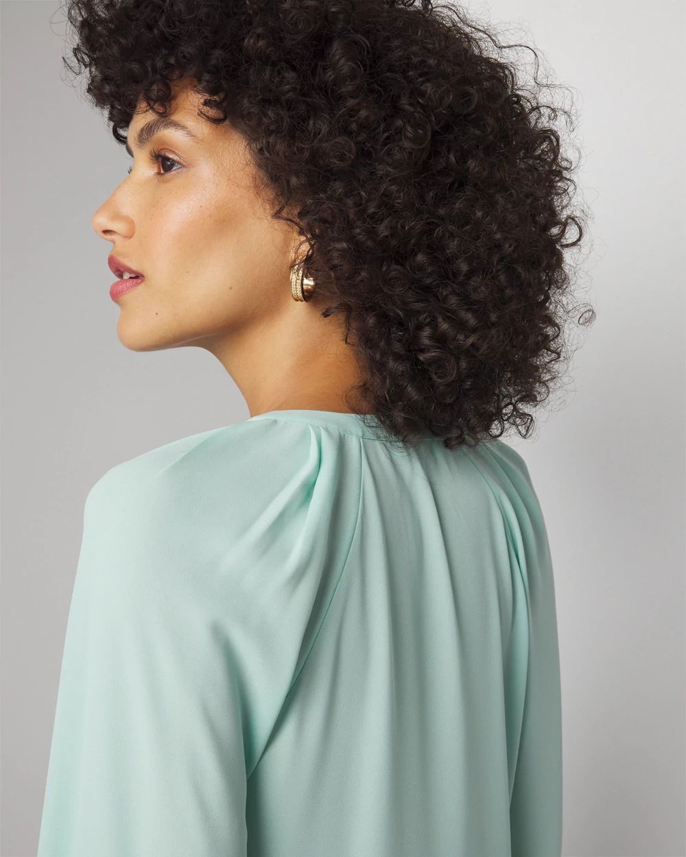 【HAVEL studio】PLEATED GATHER BLOUSE Tie Neck Pleated Sleeve Blouse – Buxom Couture